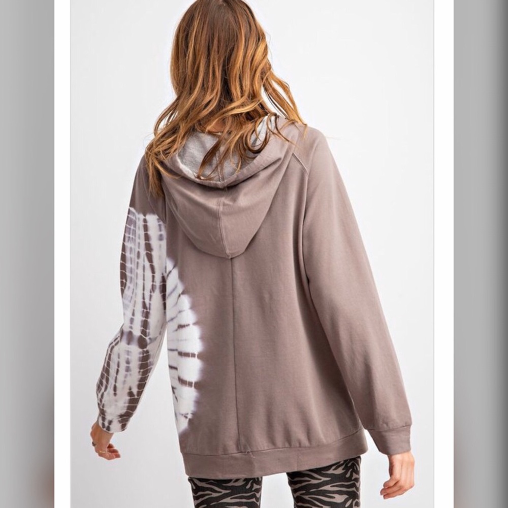 <LAST ONE>Tie Dye Terry Knit Hoodie Pullover Top - Picture 4 of 8